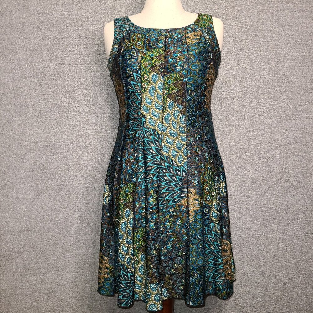 PerSeption Peacock Patterned Sundress Size PS